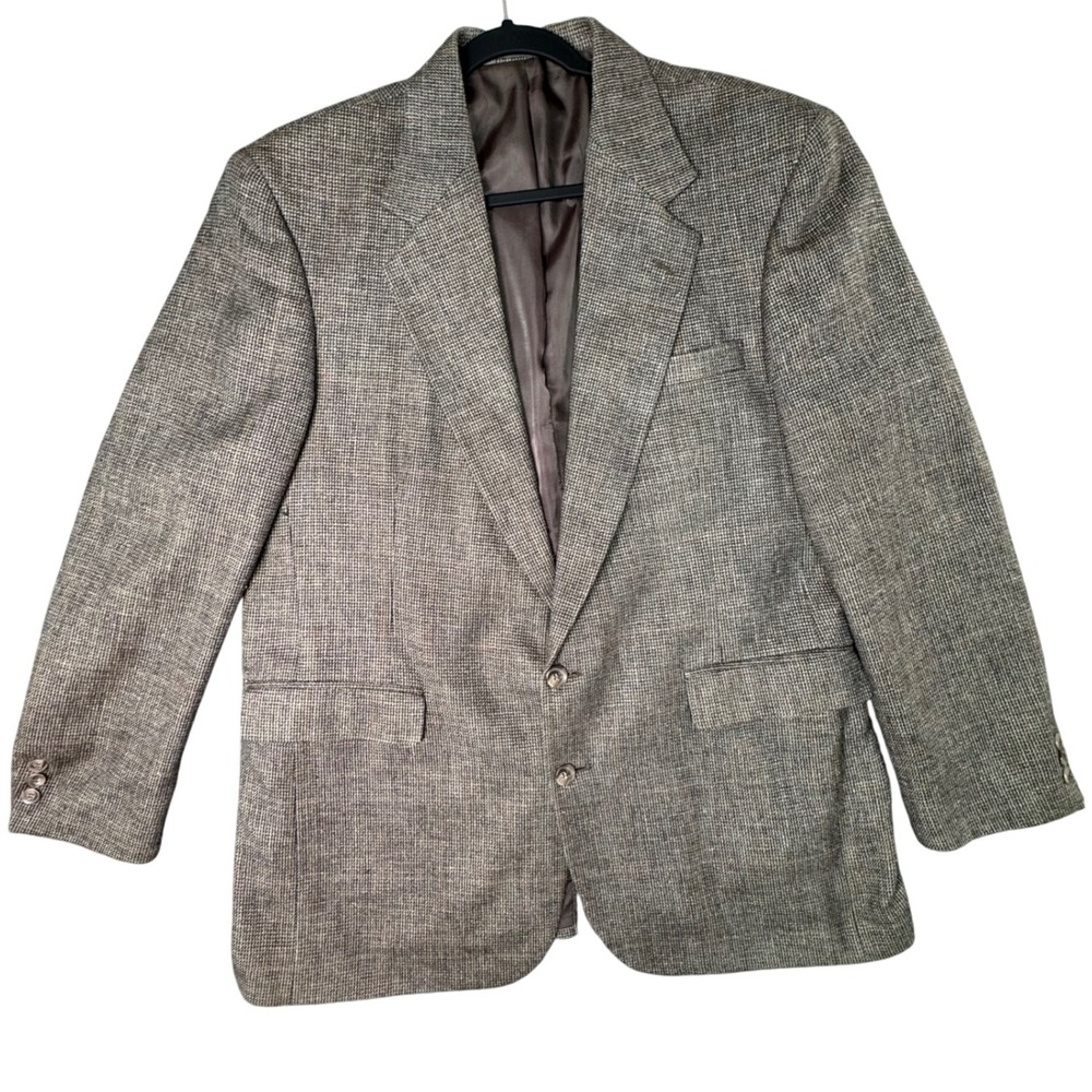 VTG 80s Haggar Imperial 44L Brown Tweed Blazer Classic Grandpa Core‎ Jacket USA